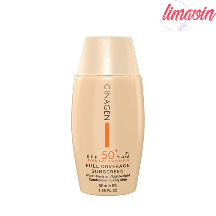 کرم ضد آفتاب رنگی ژیناژن مدل SPF50 محافظ UVA ،UVB، ضدآب، مناسب پوستهای چرب و مختلط حجم 50 میلیلیتر