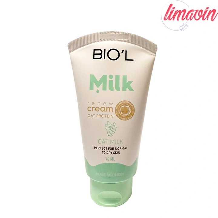 کرم مرطوب کننده دست و صورت بیول مدل شیر و جو مناسب پوست های معمولی و خشک حجم 70 میلی لیتر