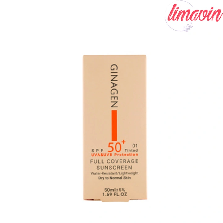 کرم ضد آفتاب رنگی ژیناژن مدل SPF50 محافظ UVA ،UVB، ضدآب، مناسب پوستهای چرب و مختلط حجم 50 میلیلیتر