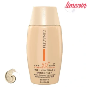 کرم ضد آفتاب رنگی ژیناژن، SPF 50، مدل 01، مناسب پوستهای چرب و مختلط با تنالیته روشن و حجم 50 میلیلیتر
