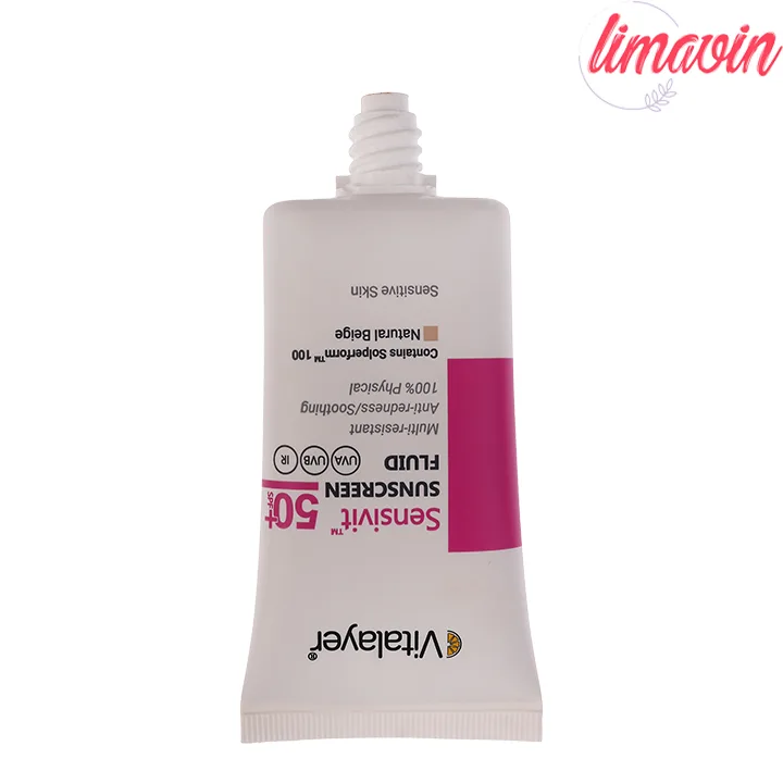 فلوئید ضد آفتاب رنگی ویتالیر spf50 مدل Sensivit محافظ UVA،UVB مناسب انواع پوست