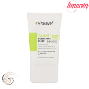 فلوئید ضدآفتاب بی‌رنگ ویتالیر SPF50 مدل Activit، مناسب پوست‌های مختلط و چرب