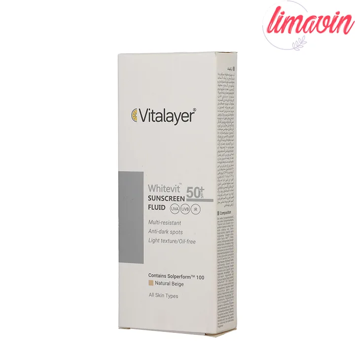 فلوئید ضدآفتاب رنگی ویتالیر SPF 50 مدل Whitevit مناسب انواع پوست-1
