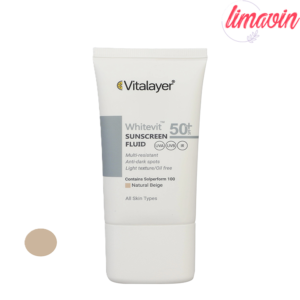 فلوئید ضدآفتاب رنگی ویتالیر SPF 50 مدل Whitevit مناسب انواع پوست-2