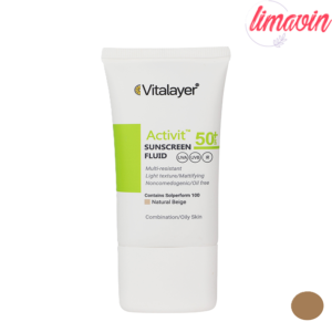 کرم ضد آفتاب رنگی ویتالیر SPF 50 مدل Activit ‌مناسب پوست‌های چرب-