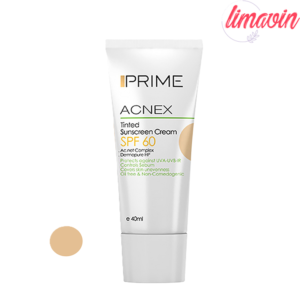 کرم ضدآفتاب رنگی پرایم مدل Acnex SPF60، مناسب پوست‌های چرب، حجم 40 میلی‌لیتر