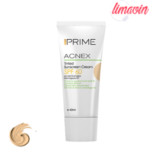 کرم ضدآفتاب رنگی پرایم مدل Acnex SPF60، مناسب پوست‌های چرب