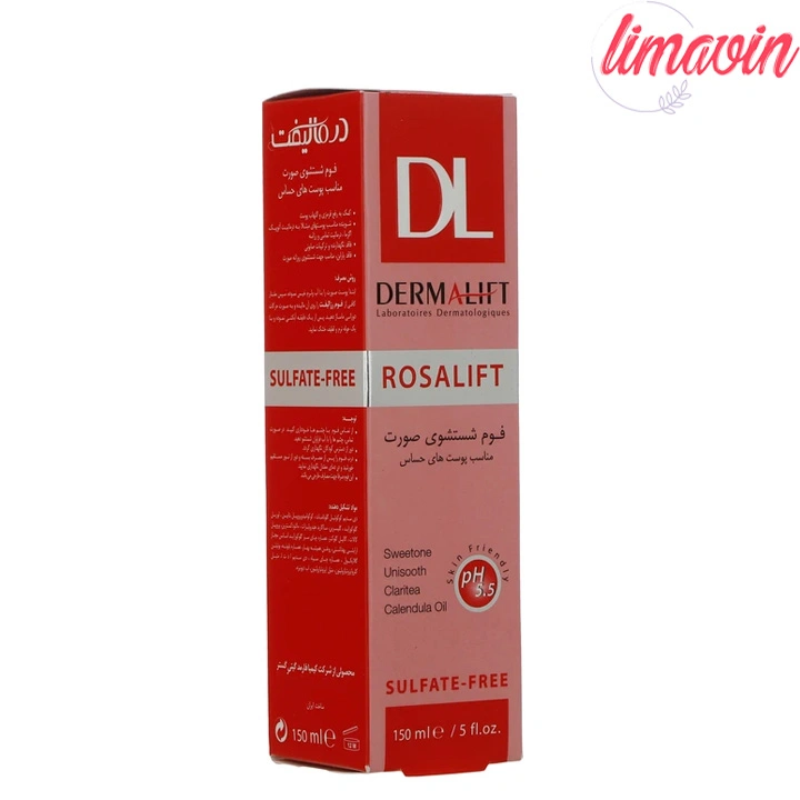 فوم شستشو صورت ضدالتهاب درمالیفت مدل رزالیفت مناسب برای پوست های حساس حجم 150 میلی لیتر