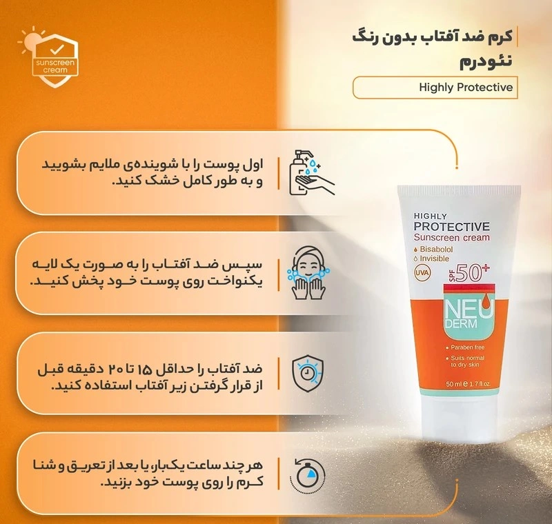 کرم ضدآفتاب نئودرم مدل Highly Protective Invisible SPF50، حجم 50 میلیلیتر - Image 4