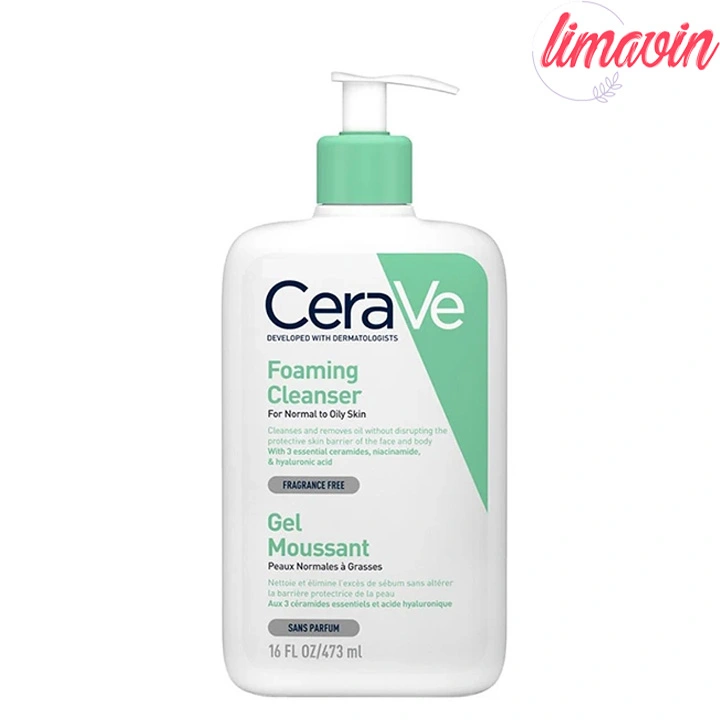 ژل شستشو صورت سراوی مدل foaming cleanser مناسب پوست نرمال تا چرب حجم 473 میلی لیتر