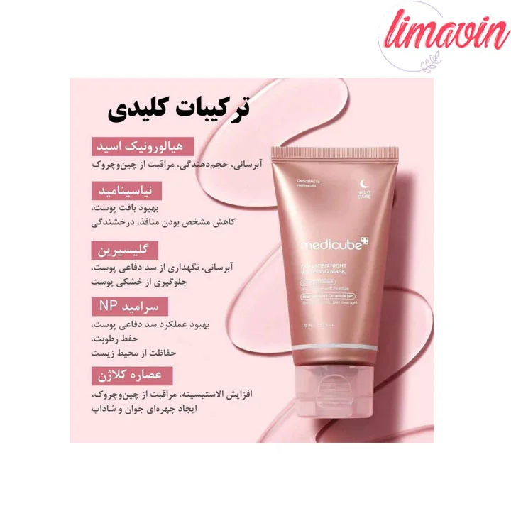 ماسک شب لایه بردار کلاژن مدی کیوب حجم 75 میلی لیتر - تصویر 2