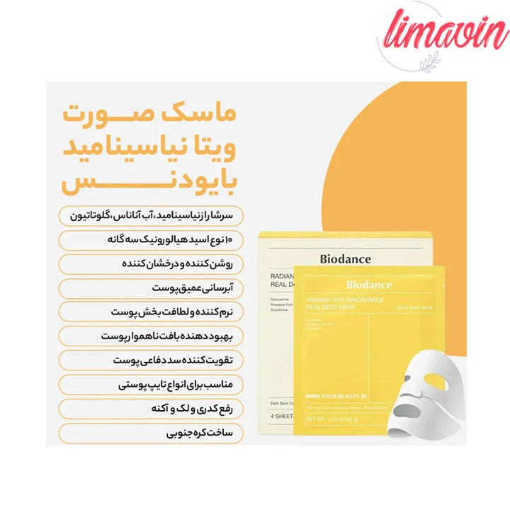 ماسک ویتا نیاسینامید بایودنس ضد لک و روشن کننده پوست حجم 34 گرم - تصویر 5