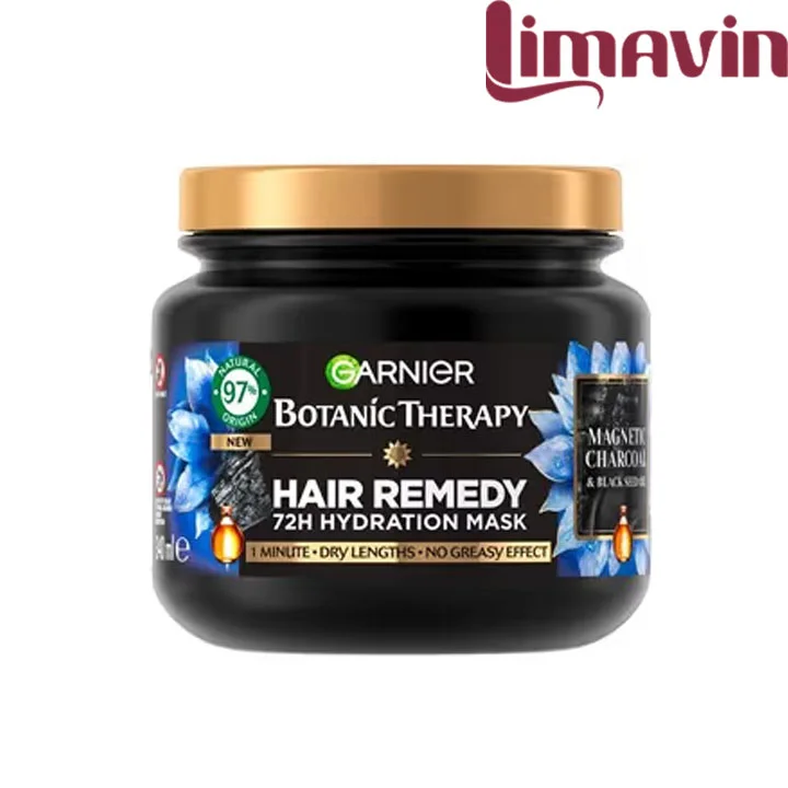 ماسک موی پاکسازی و آبرسان ذغال و روغن سیاه دانه گارنیه Magnetic Charcoal حجم 340 میلی لیتر