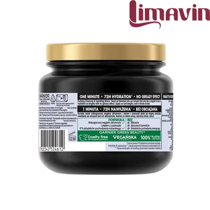 ماسک موی پاکسازی و آبرسان ذغال و روغن سیاه دانه گارنیه Magnetic Charcoal حجم 340 میلی لیتر - تصویر 2